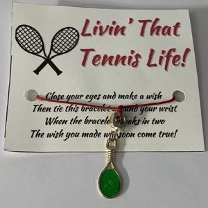Unisex Tennis Life Wishing Red Hemp Cord Charm Bracelet